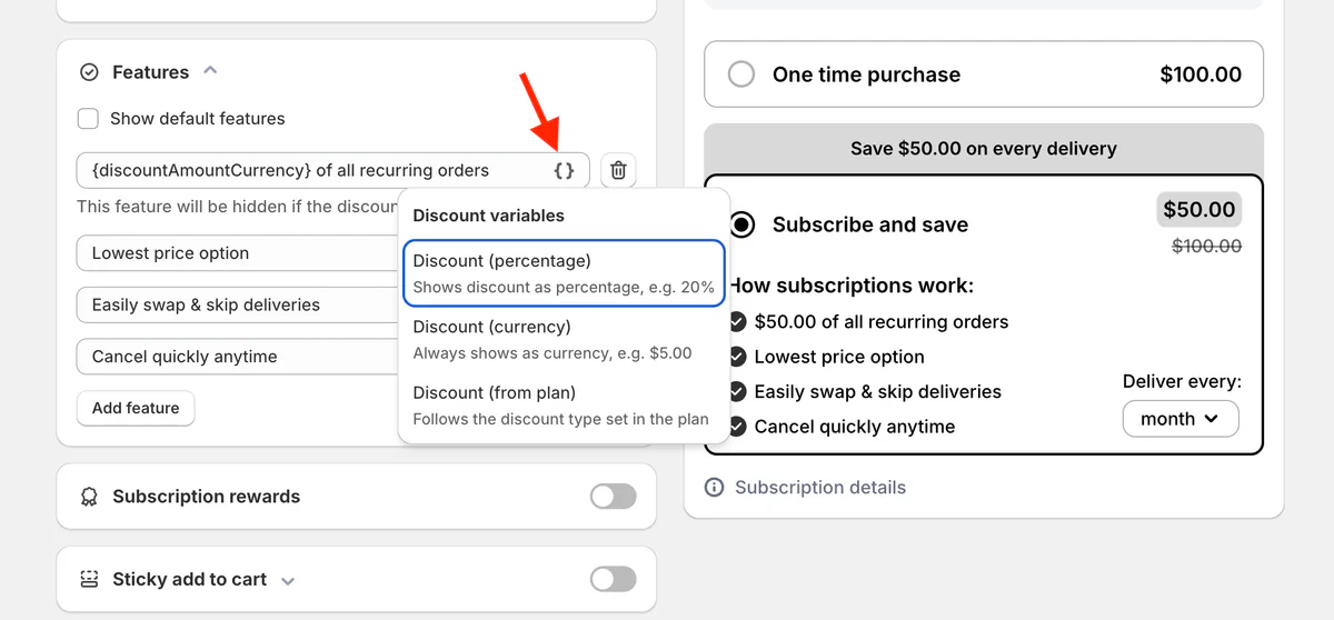 New discount display variables for widget customization