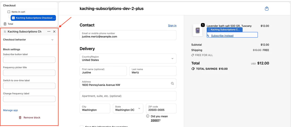 Checkout extension for Shopify Plus