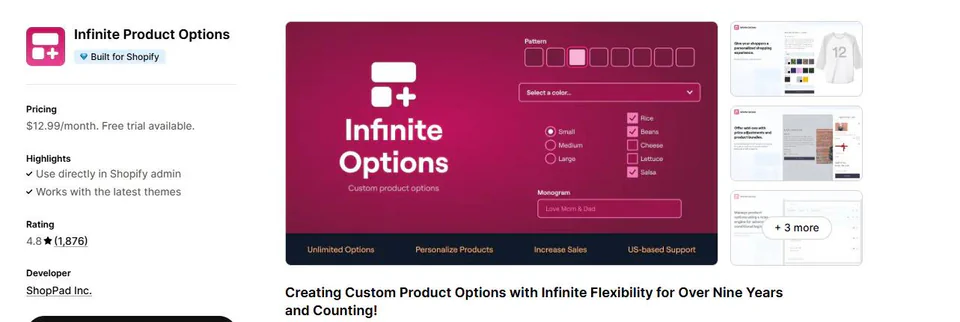 10. Infinite Product Options
