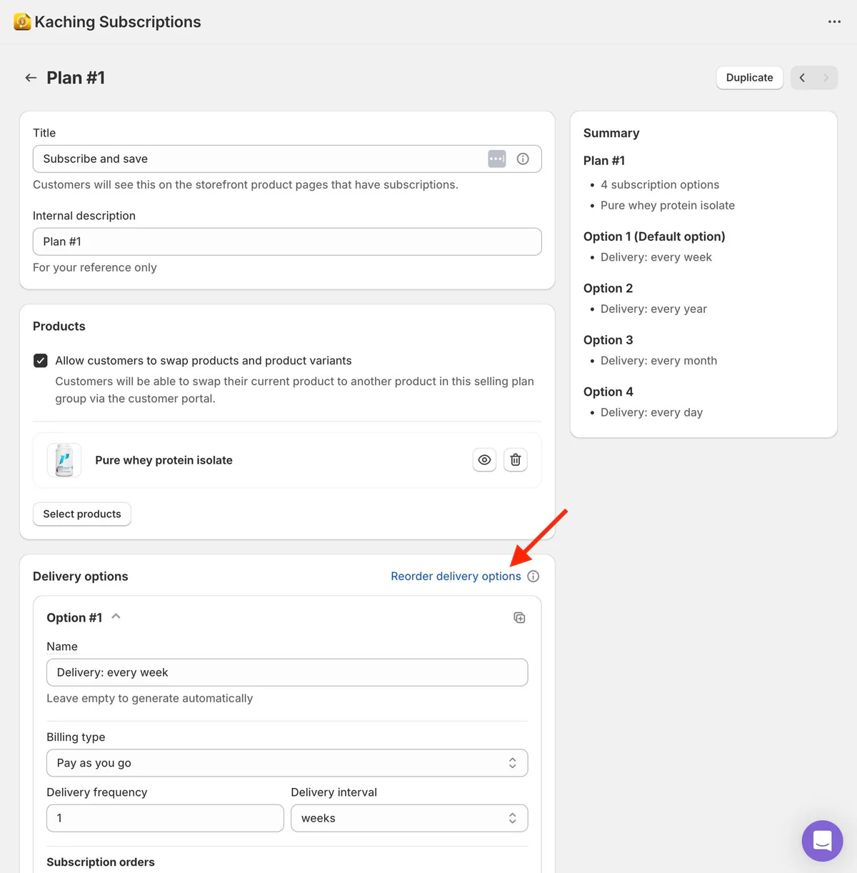 New feature: reorder selling plans