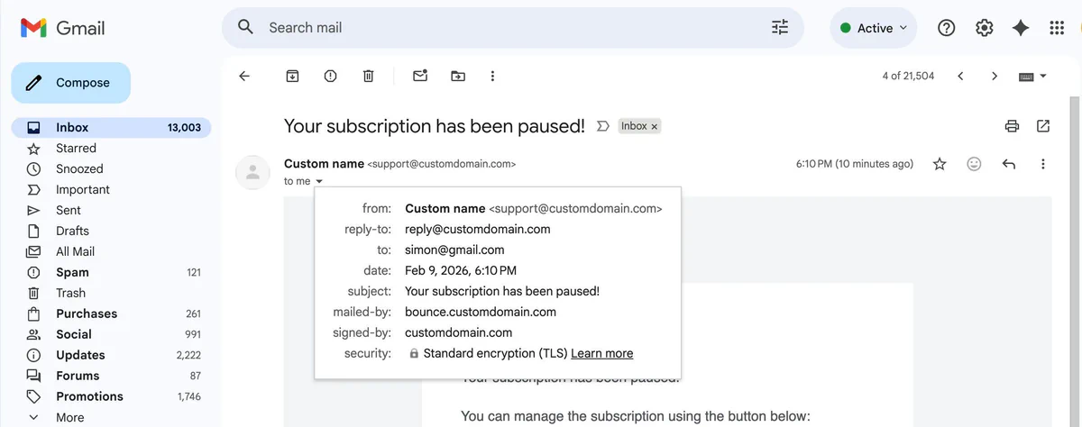 New feature: send emails from custom domain