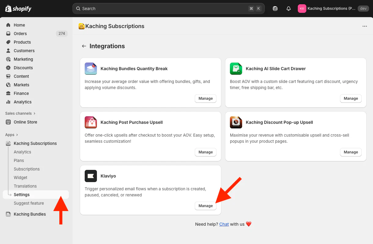 Klaviyo integration
