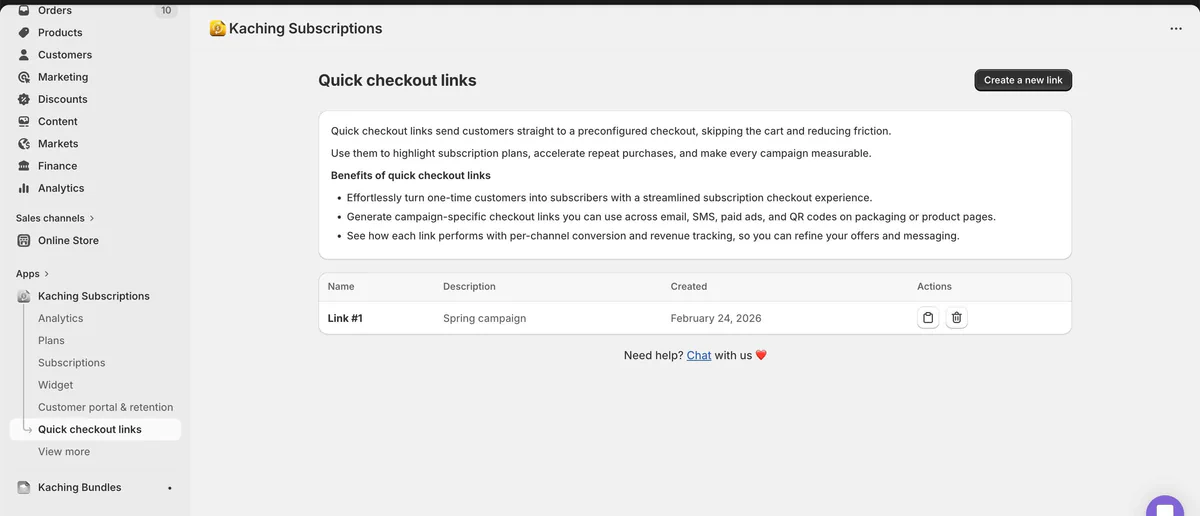 Quick Checkout Links v2