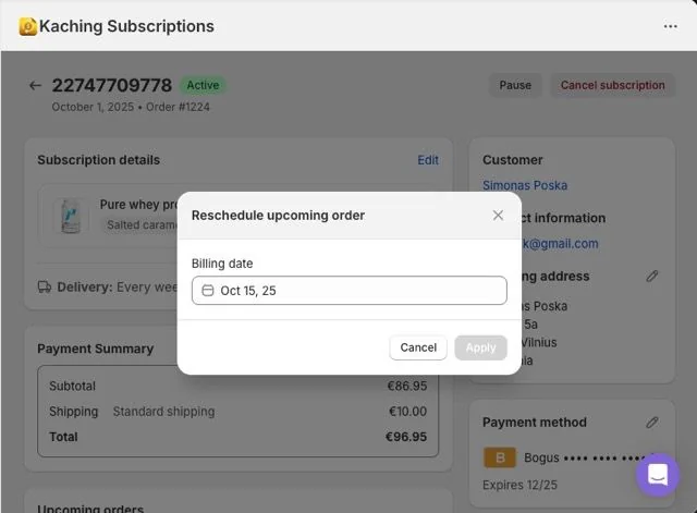 New Feature: Modify Upcoming Billing Date