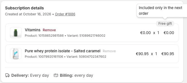 Free gift for the next order