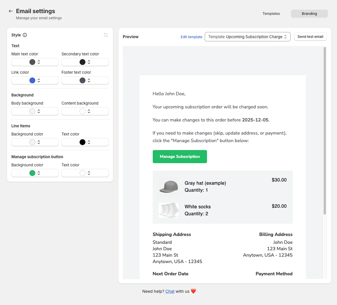 Email Template Color Customization