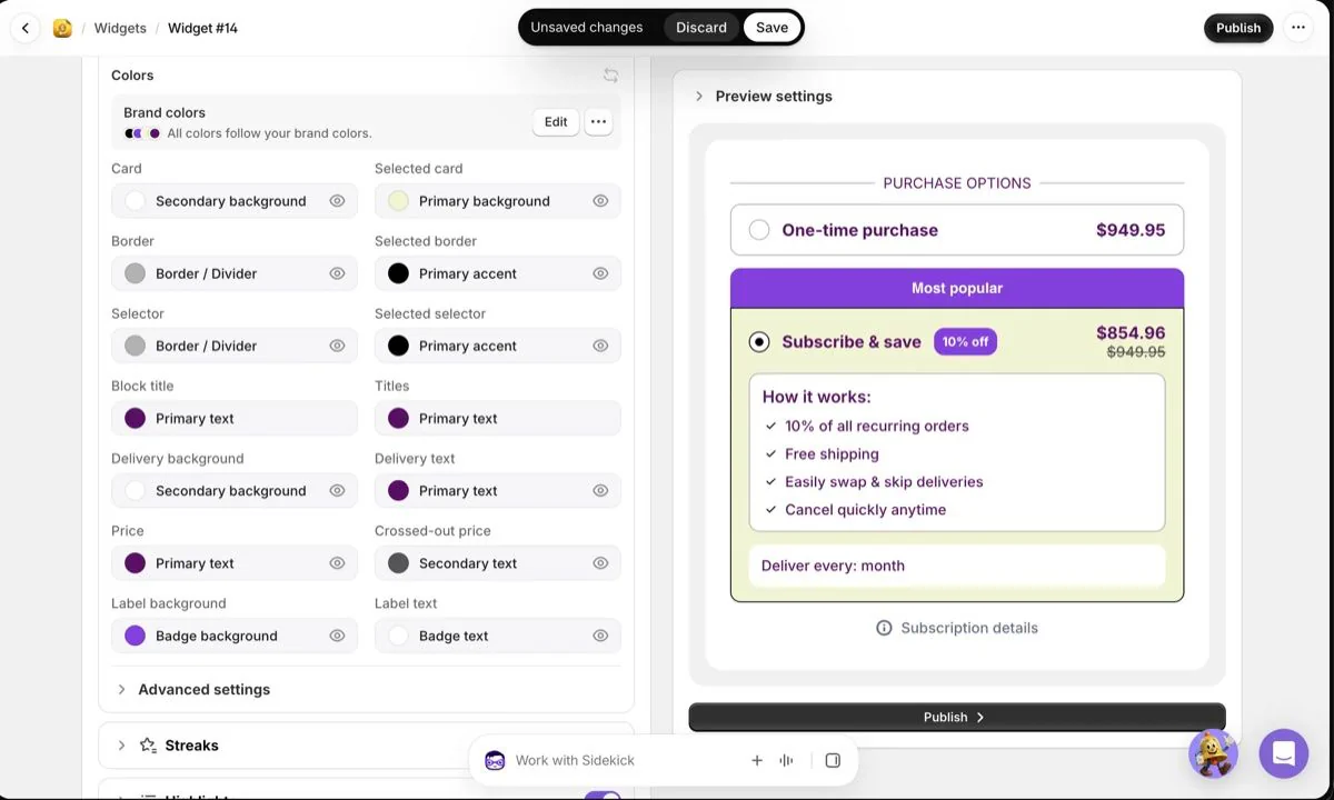 Style your subscription widgets in your store's colors