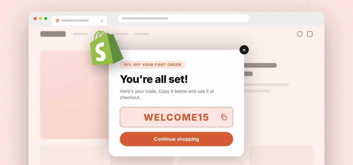 Kaching cover for discount and welcome popups.