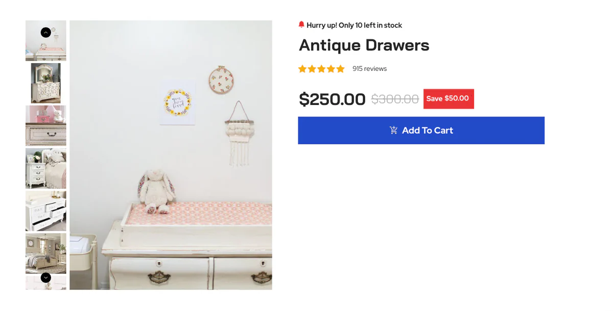 Live product page before: price and Add To Cart, with no bundle offer