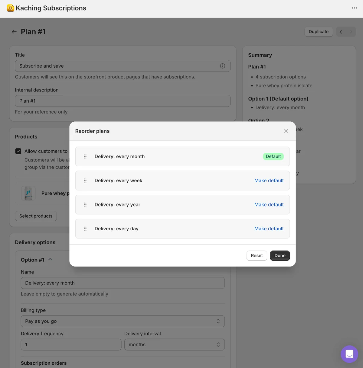 New feature: reorder selling plans