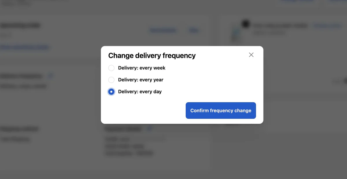 Enable delivery frequency changes