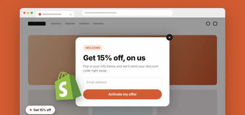 Orange dither cover for the Shopify popup setup guide.