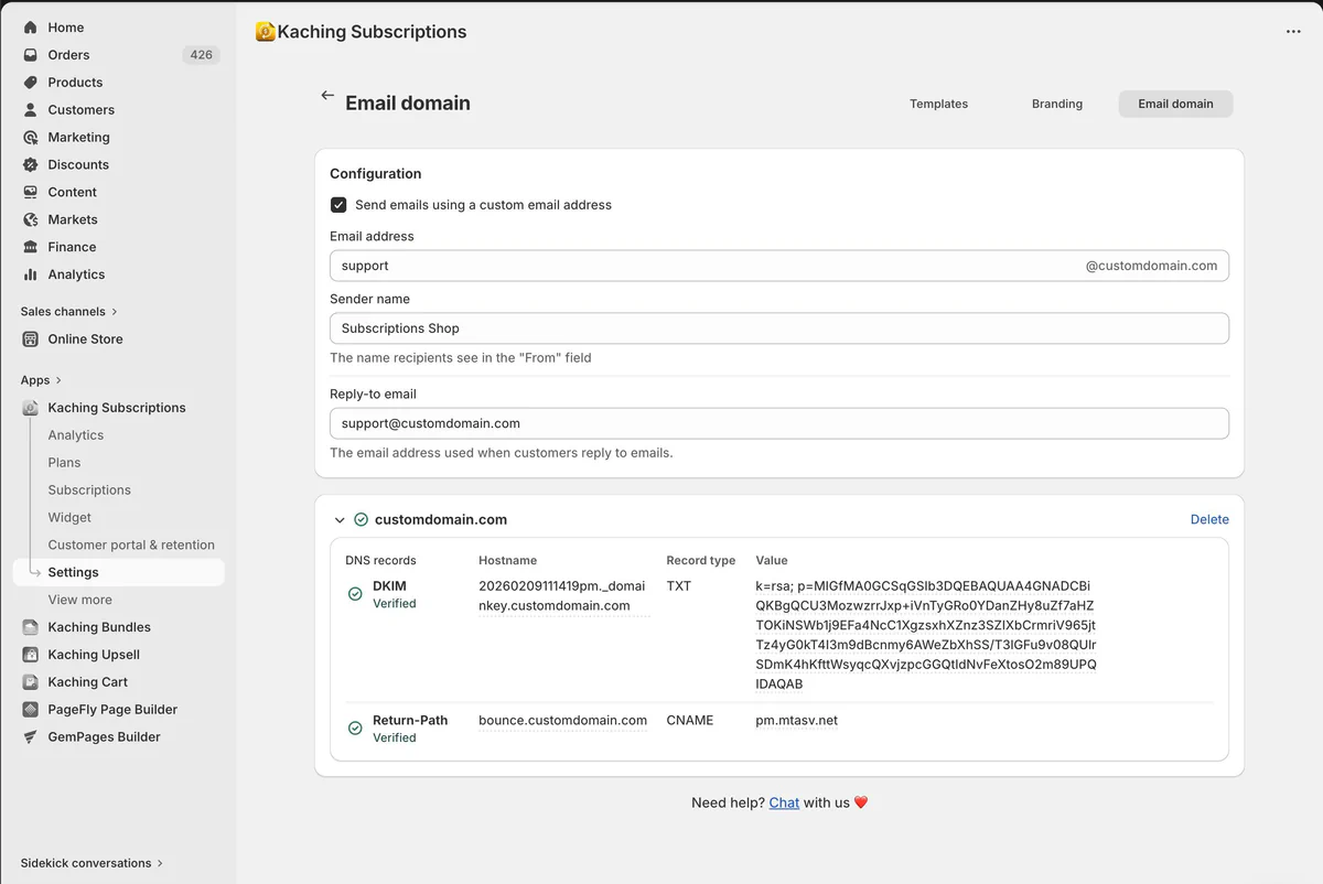 New feature: send emails from custom domain