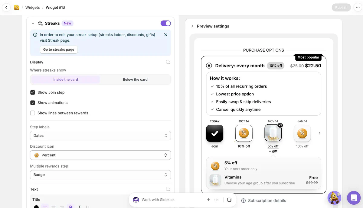 Show your streaks in the widget