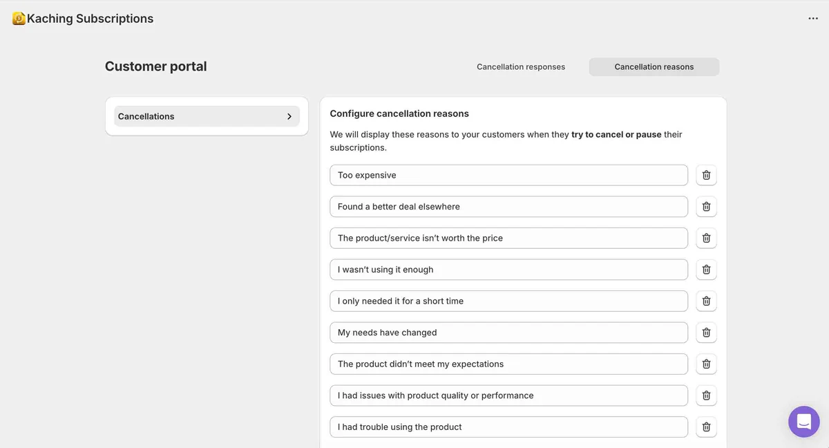 Customer Portal: Cancellation Reason Collection