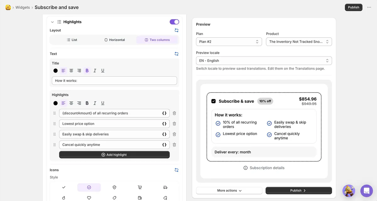 New highlights layouts