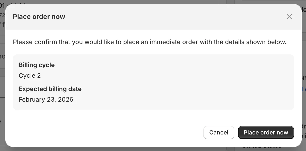 Place Subscription Orders Manually