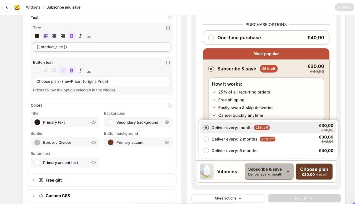 Let shoppers choose their delivery plan from the sticky add to cart bar