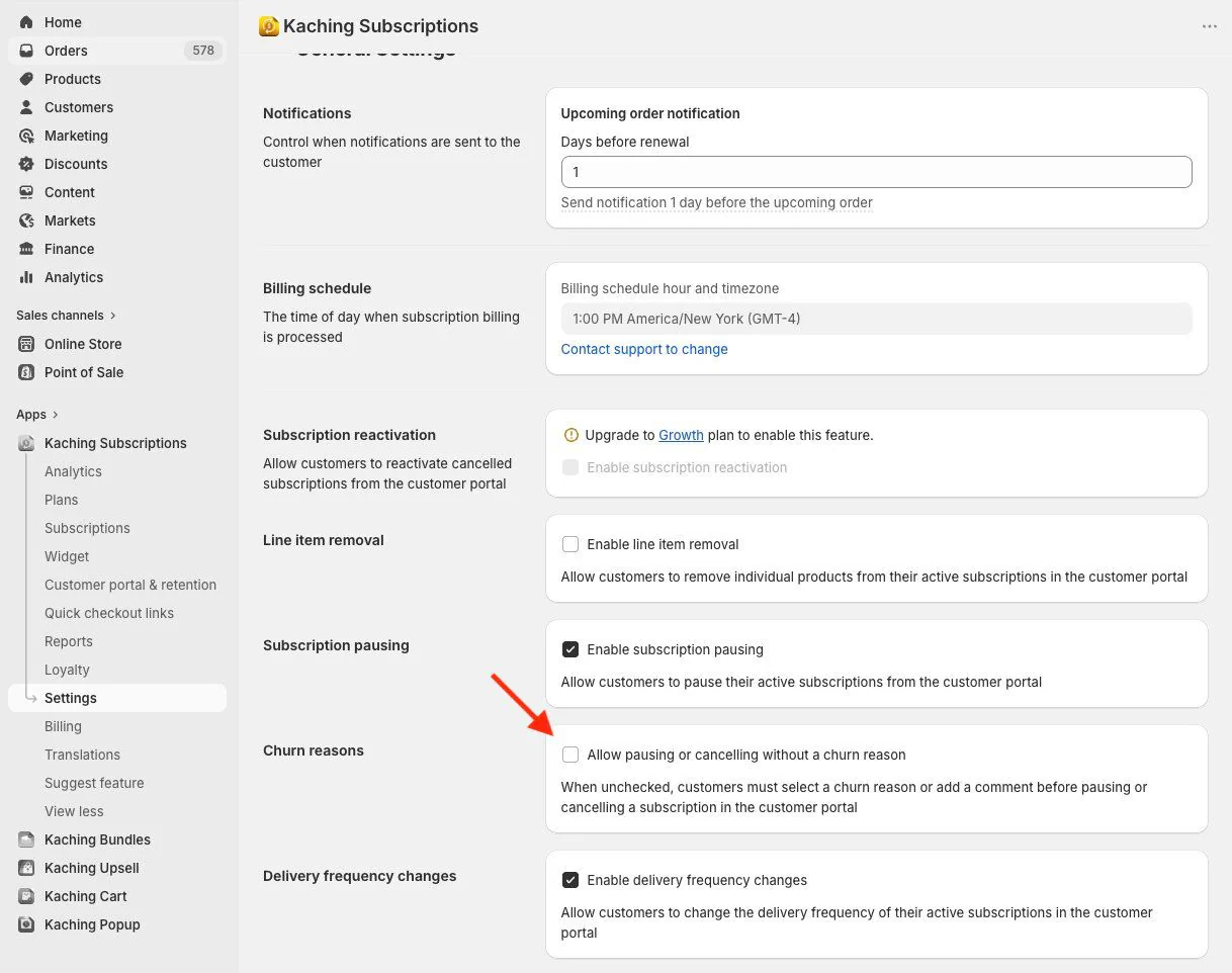 Make churn details mandatory in the customer portal